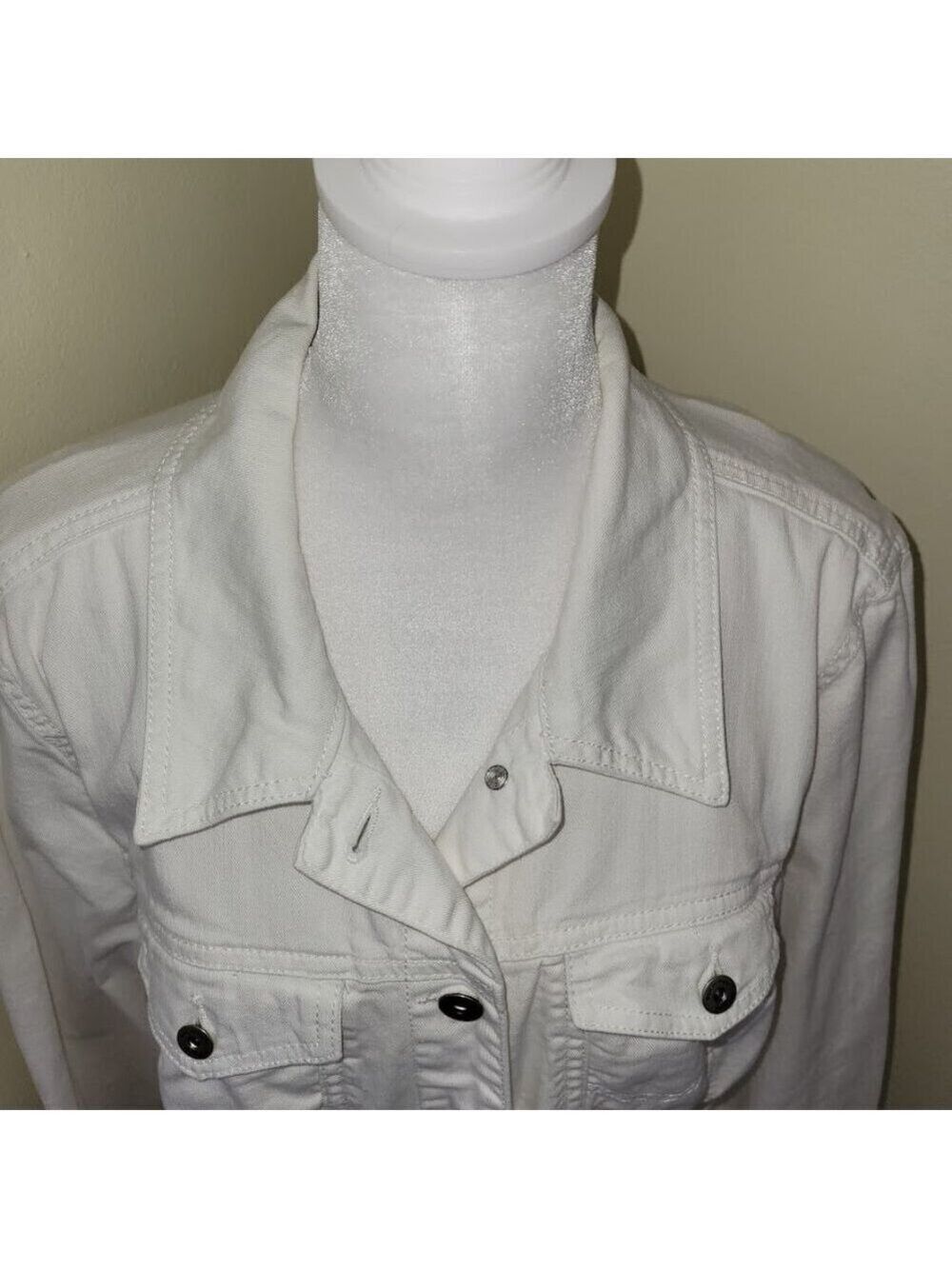 Great Northwest White Jean Jacket Mid Weight Cotton/Spandex Denim Women's SZ M - Picture 7 of 13